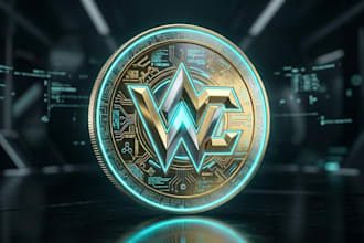 create futuristic crypto coin logo for nft web3 and meme tokens