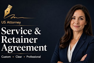 draft legally binding service agreement, retainer, business contract US attorney