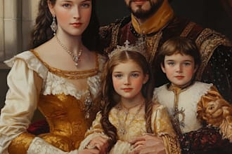 paint a family or couple portrait, handdrawn, noai