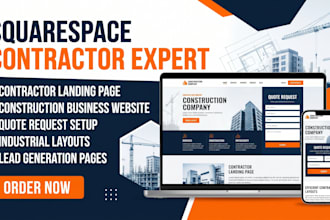 design squarespace landing page, construction website for contractors company