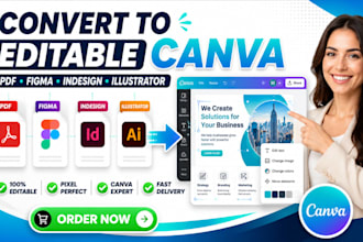 convert PDF, figma, indesign or illustrator into editable canva template