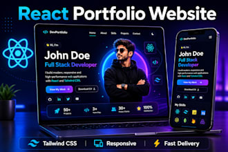 build react portfolio website landing page with tailwind CSS