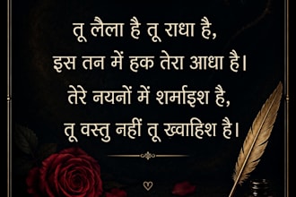 write personalized hindi and urdu romantic love poetry