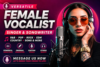 female singer songwriter for custom song, cover song vocalist, female pop singer