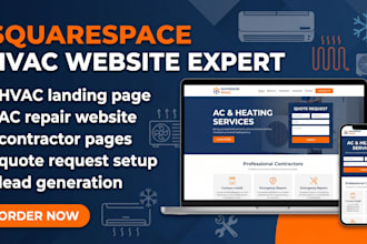 design squarespace hvac website landing page, hvac business for contractors