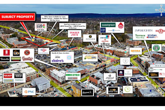 design retail trade aerial map with site arrow