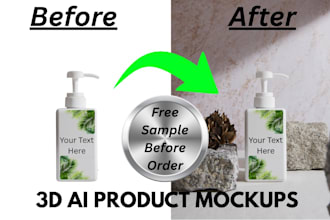 do professional realistic ai product mockups and photography