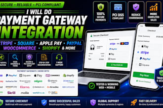 do payment gateway integration stripe, square, adyen, paypal woocommerce shopify