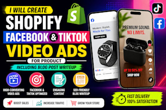 produce shopify product ads for tiktok, facebook, and blog marketing