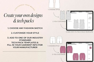 draw professional fashion flats tech sketches and garment illustrations