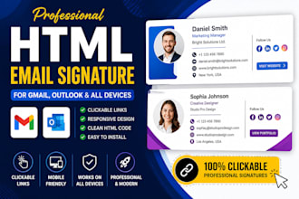 design HTML email signature for gmail outlook clickable signature html24