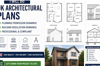 do UK architectural plans planning permission building regulation drawings