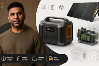 portable solar product cad, battery storage stl, energy cad expert pro cadstudio
