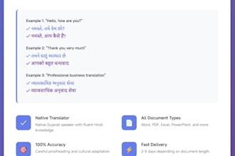 do professional english to gujarati and hindi translation