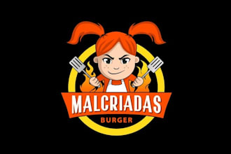 design mascot hamburgers food truck restaurant logo