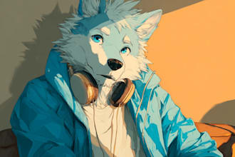 draw your furry character oc in amazing custom anime furry