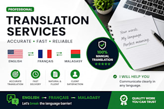 translate english to malagasy or french professionally