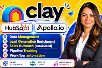 setup apollo io, clay, pipedrive, slack, hubspot crm workflow automation