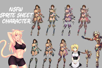create nsfw pixel sprite sheet and character animation for rpg maker games
