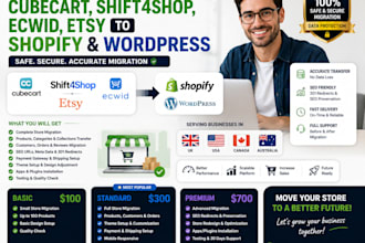 migrate transfer cubecart shift4shop ecwid to shopify wordpress etsy migration