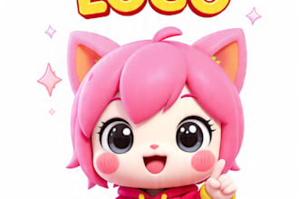 design kawaii 3d mascot, cute chibi character logo
