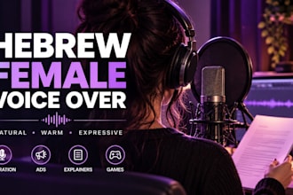 record a natural hebrew female voice over