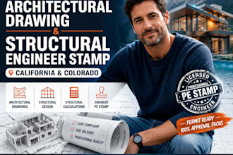 do architectural drawing, structural engineer stamp in california and colorado