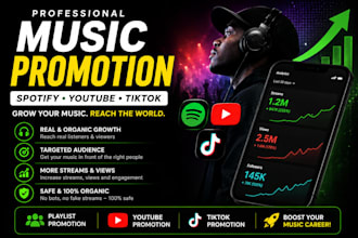 promote your music on spotify, youtube and tiktok