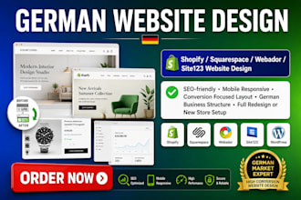 design redesign german shopify store squarespace webador site123 website