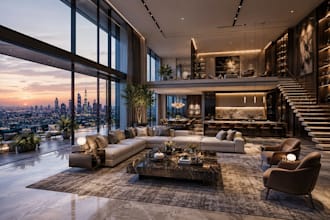 design luxury penthouse villa mansion duplex interior rendering