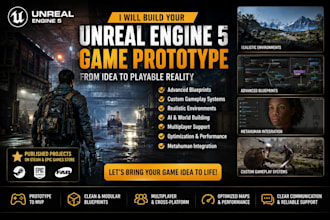 do level design 3d game environment, ue5 prototype unreal engine blueprint