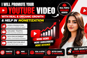 promote your youtube video with real and organic growth and help in monetization