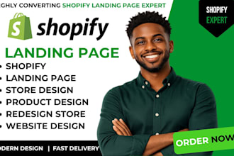 design shopify landing page using pagefly, gempages or replo
