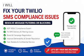 fix twilio SMS compliance issues and resolve message filtering or blocking