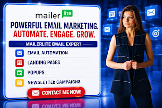 setup mailerlite email automation, landing pages, popups, newsletter campaigns