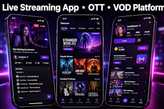 build live streaming app music streaming app video streaming app ott app stripe
