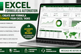 create excel formulas, automation and spreadsheets