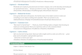 write social media content for restaurants and gym