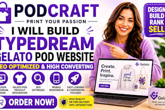 build typedream landing page gelato website pod product seo page optimization