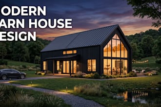 design modern barn house farmhouse plans with 3d rendering architectural design