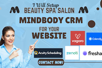 setup beauty spa salon mindbody CRM vagaro zenoti acuity fresha for your website