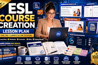 create esl lesson plans course curriculum workbook slides and online course