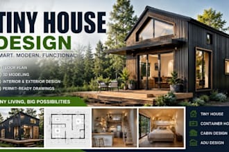 design tiny house, container house, cabin house and adu floor plans