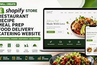 create shopify store restaurant recipe meal prep food delivery catering website