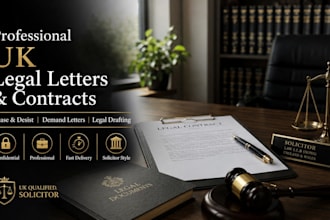draft professional cease and desist demand, or legal letter as UK solicitor