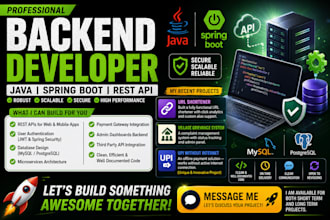 build java spring boot rest API and backend system for your application