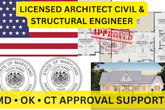 do licensed architect civil and structural engineer with pe stamp for md ok ct
