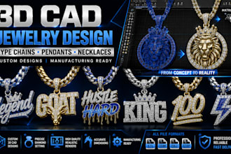 design 3d cad custom hype chain turnover chain necklace jewelry product design