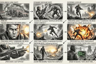 create game cinematic storyboard sequences and cutscenes