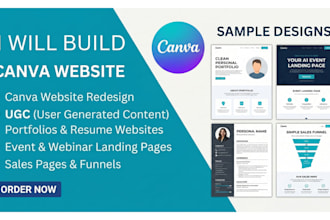 design responsive canva website landing page,ugc portfolio website, sales funnel